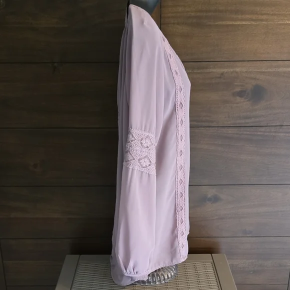 BKE Size M Purple Embroidered Blouse Tunic - Picture 2 of 9